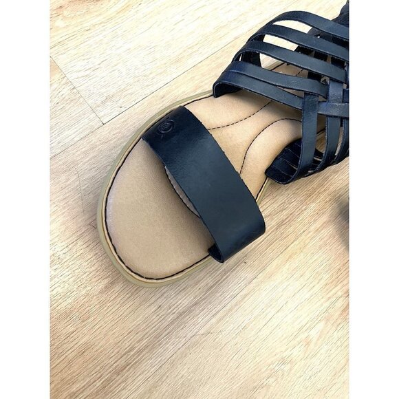 NWOB Born Black Leather Gladiator Sandals 8 - Picture 4 of 12